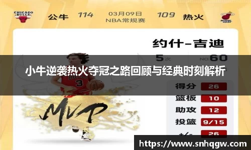 小牛逆袭热火夺冠之路回顾与经典时刻解析